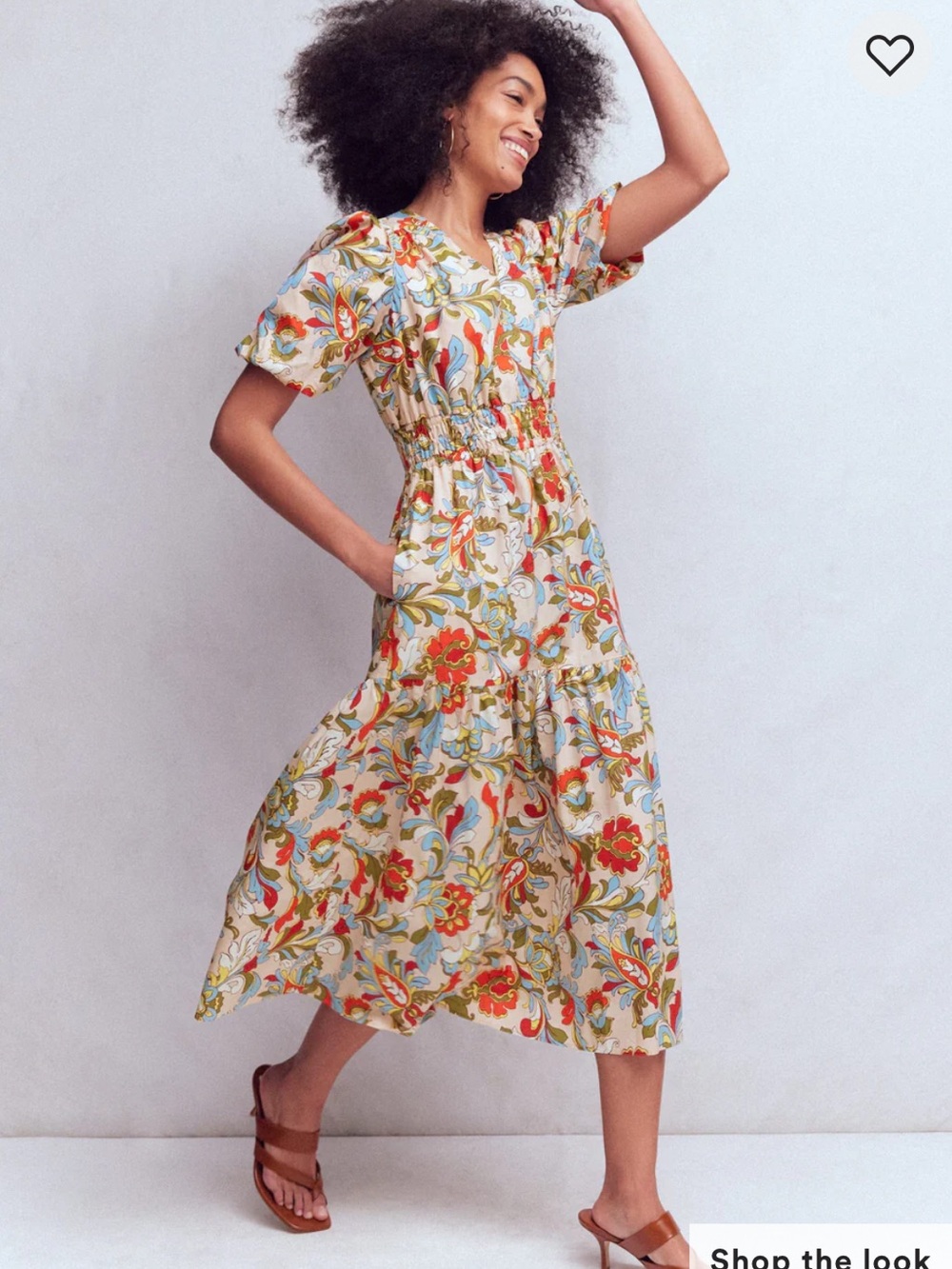 Boden Irene Puff Sleeve Cotton Dress 12 NWT Multi Botanical Flourish Midi Maxi